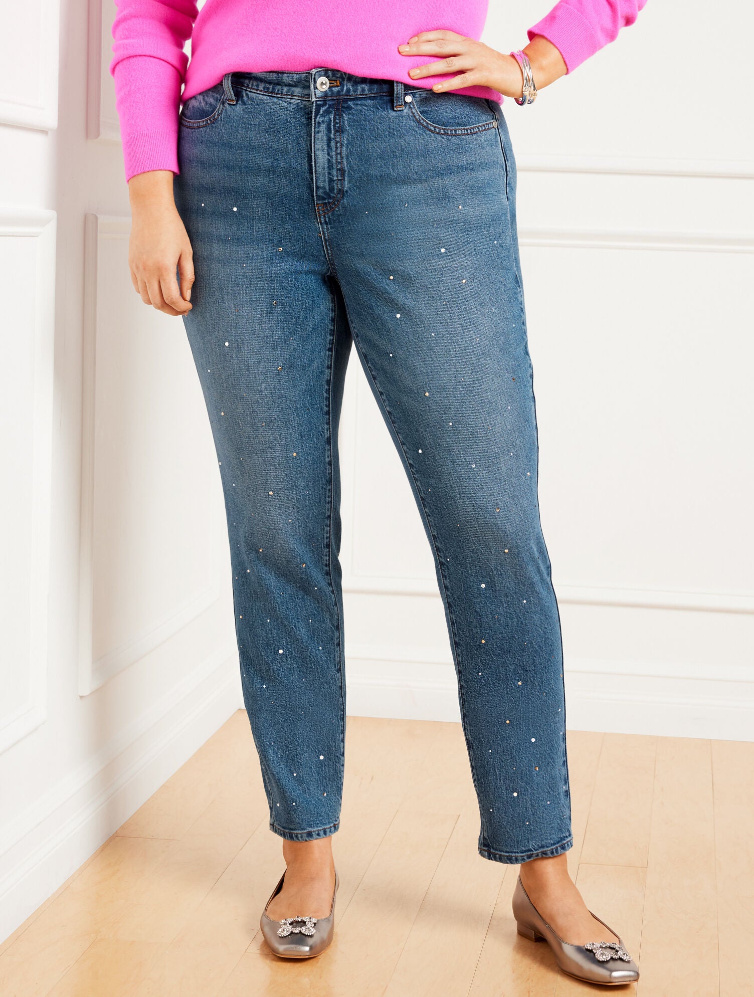 HARLOW WASH CRYSTAL EMBELLISHED SLIM ANKLE JEANS - HARLOW WASH | Talbots online