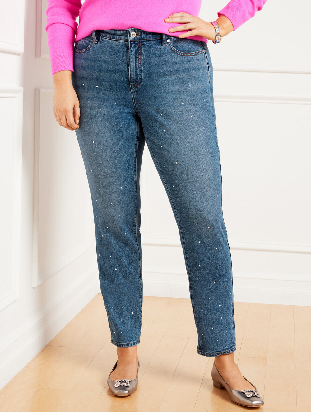 HARLOW WASH CRYSTAL EMBELLISHED SLIM ANKLE JEANS - HARLOW WASH | Talbots online