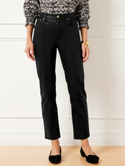 BLACK/BLACK FOIL SLIM STRAIGHT ANKLE JEANS - METALLIC | Talbots US