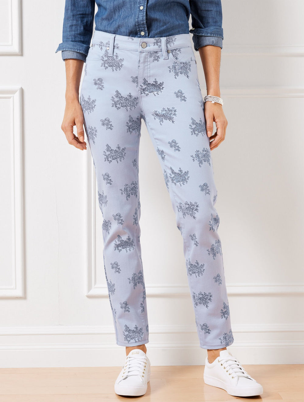 BLUE MULTI/FLORAL BUNCHES SLIM ANKLE JEANS - FLORAL BUNCHES | Talbots outlet