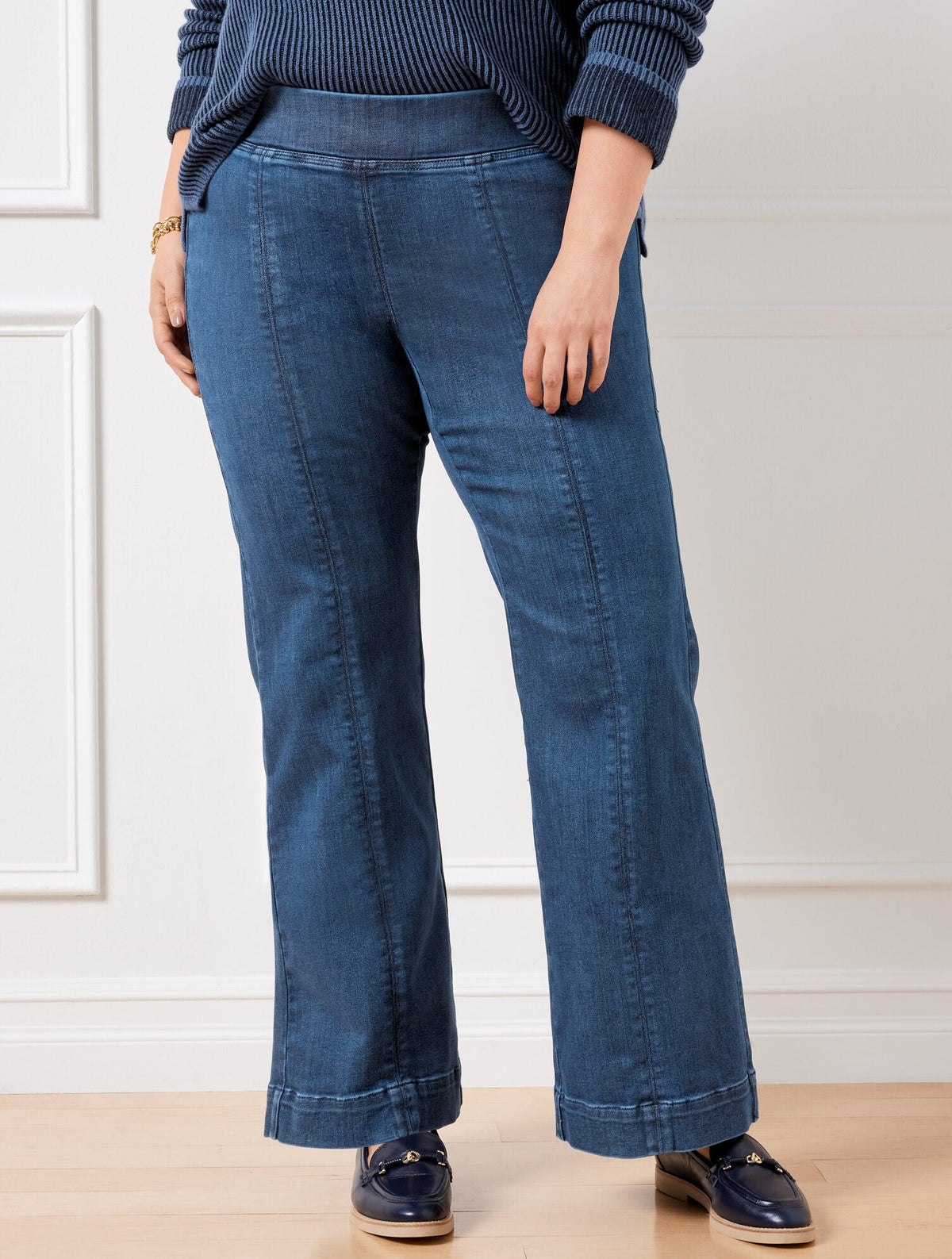 HANOVER WASH FLARE LEG PULL-ON TRAVEL JEANS - HANOVER WASH | Talbots discount