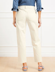 LIGHT ECRU MID RISE STOVEPIPE STRAIGHT LEG JEANS | Talbots on sale