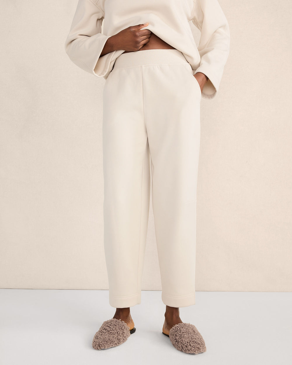 CAFE LATTE LUXE FLEECE BARREL-LEG PANTS | Talbots US