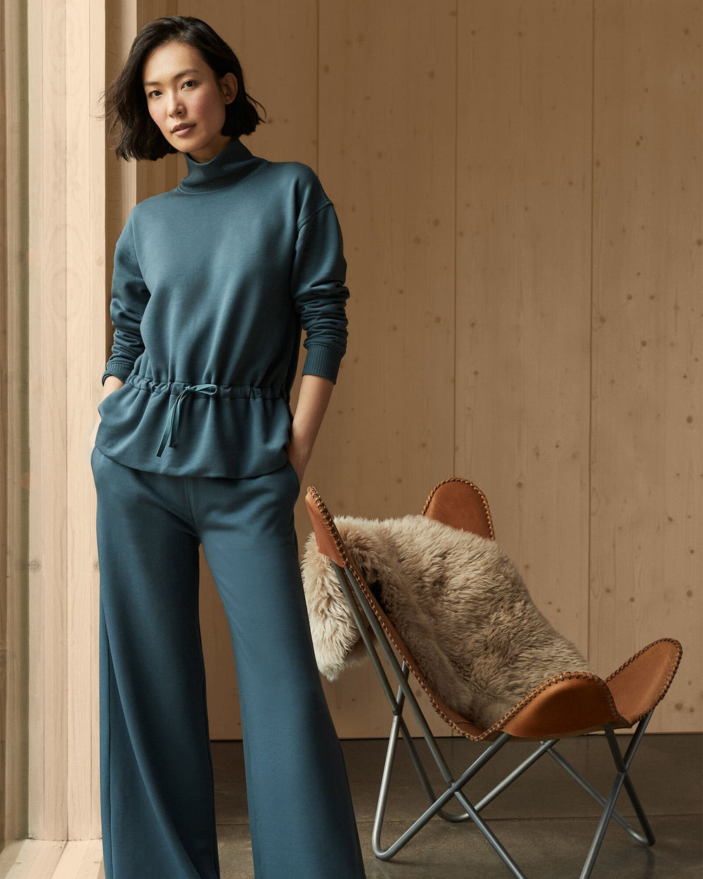 GRAPHITE HEATHER|NEPTUNE|HERON HEATHER FLEECE DRAWSTRING-WAIST MOCKNECK TOP | Talbots discount