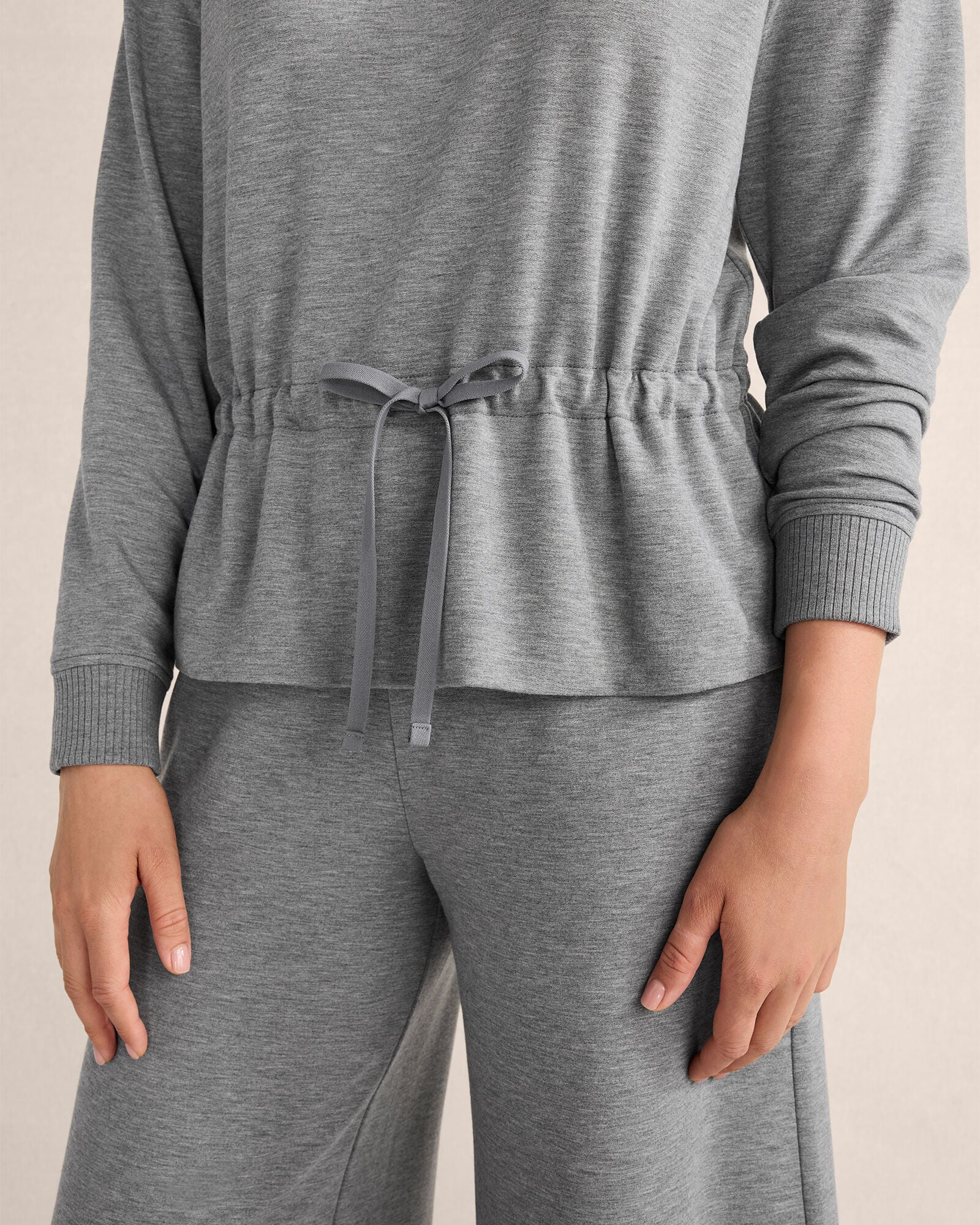 GRAPHITE HEATHER|NEPTUNE|HERON HEATHER FLEECE DRAWSTRING-WAIST MOCKNECK TOP | Talbots discount