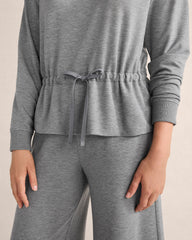 GRAPHITE HEATHER|NEPTUNE|HERON HEATHER FLEECE DRAWSTRING-WAIST MOCKNECK TOP | Talbots discount