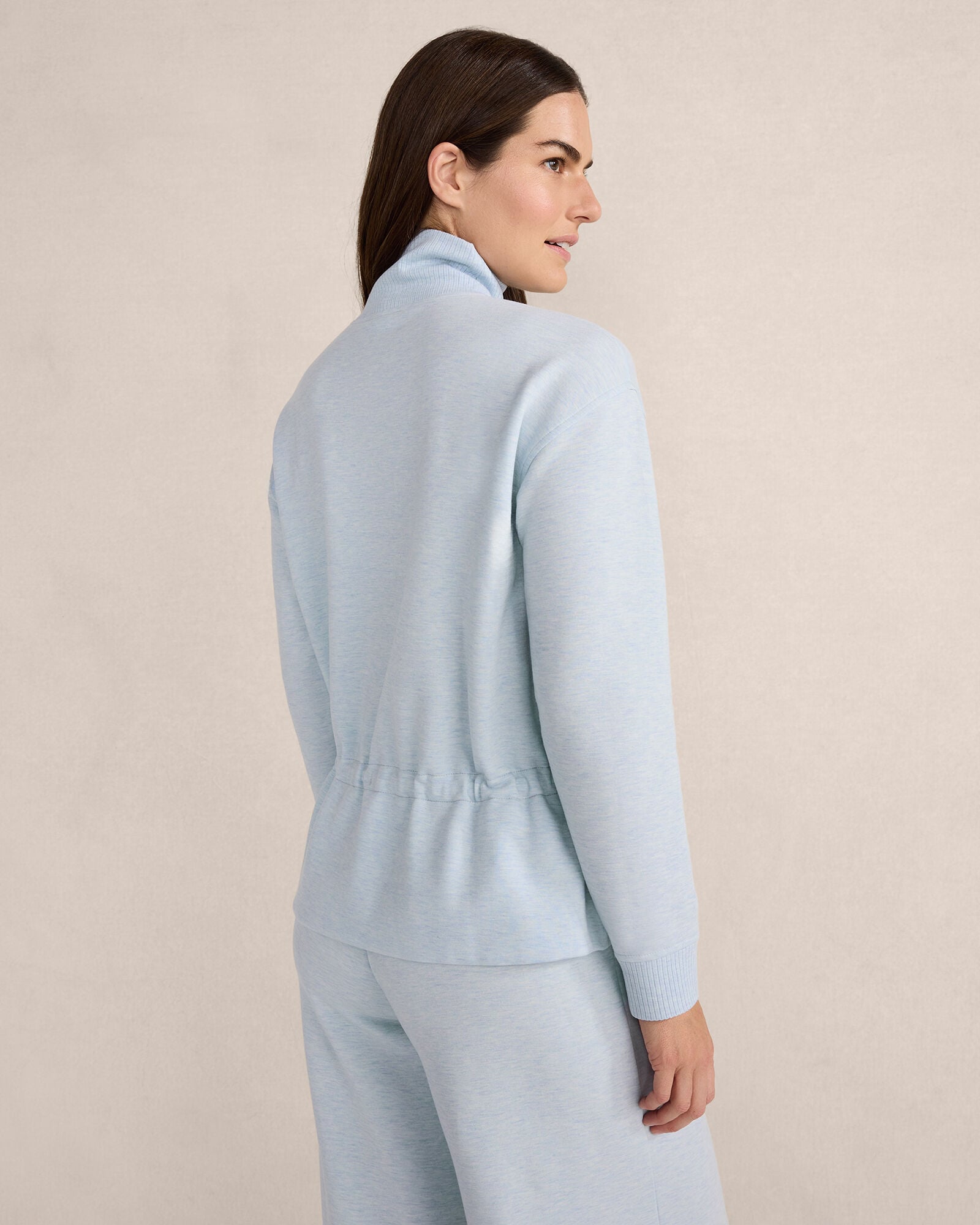 GRAPHITE HEATHER|NEPTUNE|HERON HEATHER FLEECE DRAWSTRING-WAIST MOCKNECK TOP | Talbots discount