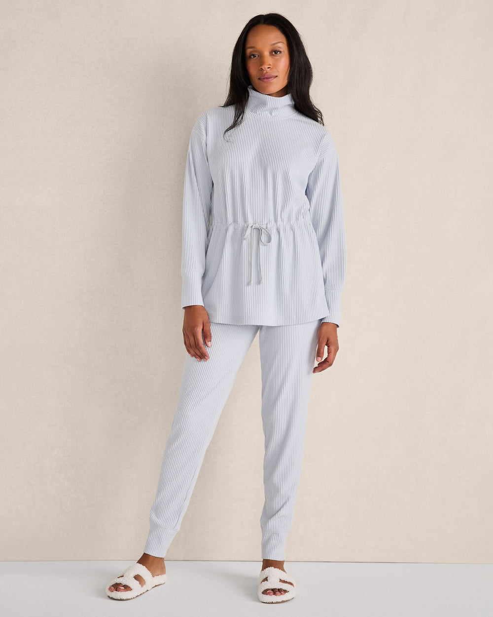 CHARCOAL HEATHER|FEATHER|HERON OTTOMAN RIB DRAWSTRING-WAIST TUNIC | Talbots on sale
