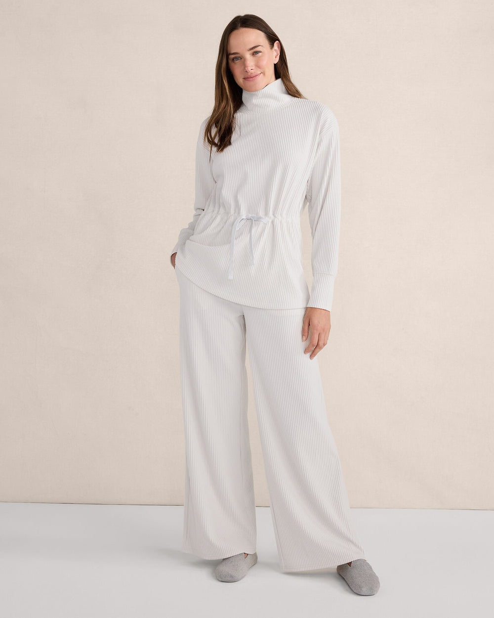 CHARCOAL HEATHER|FEATHER|HERON OTTOMAN RIB DRAWSTRING-WAIST TUNIC | Talbots on sale