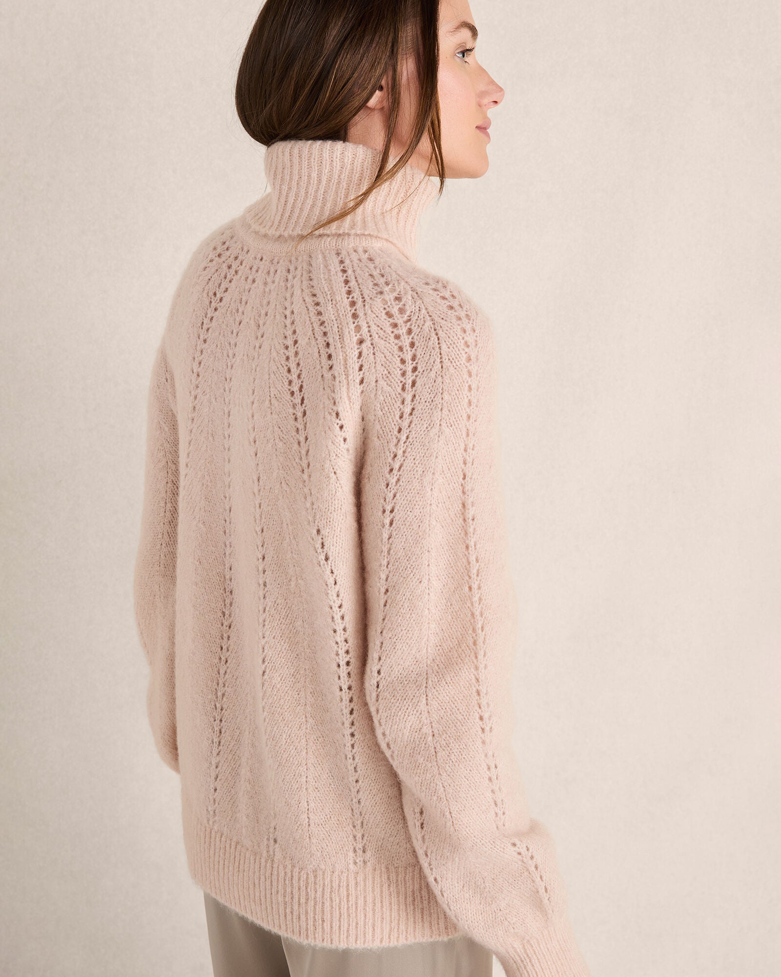 LT ANGORA HEATHER LOFTY KNIT POINTELLE TURTLENECK SWEATER | Talbots on sale