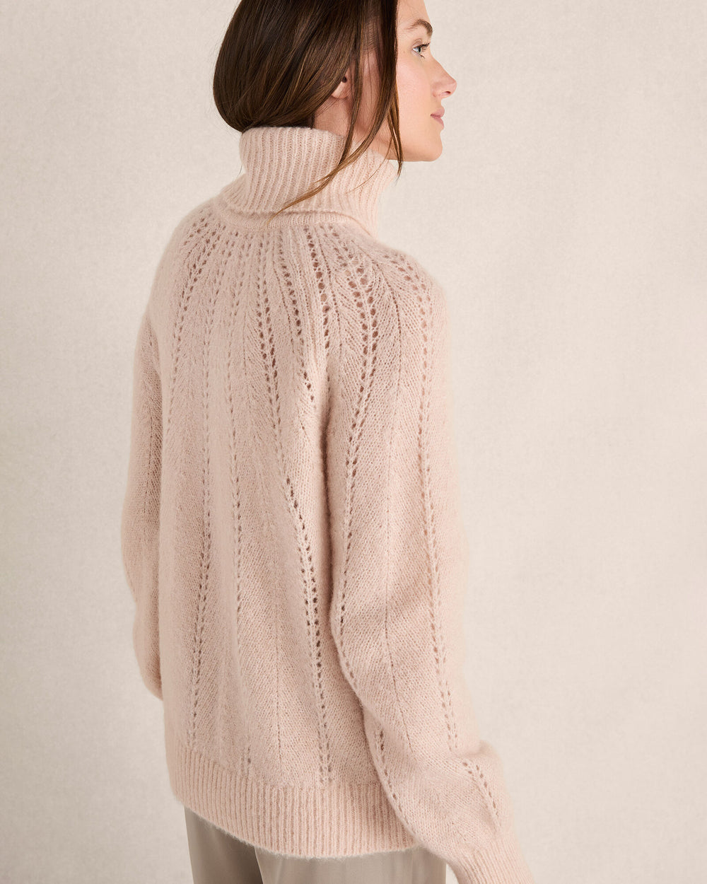 LT ANGORA HEATHER LOFTY KNIT POINTELLE TURTLENECK SWEATER | Talbots on sale