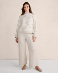 IVORY ORGANIC COTTON PINTUCK WIDE LEG PANTS | Talbots for sale