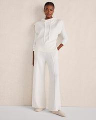 IVORY ORGANIC COTTON PINTUCK WIDE LEG PANTS | Talbots for sale
