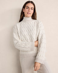IVORY/CAFE LATTE ORGANIC COTTON JACQUARD SWEATER | Talbots outlet