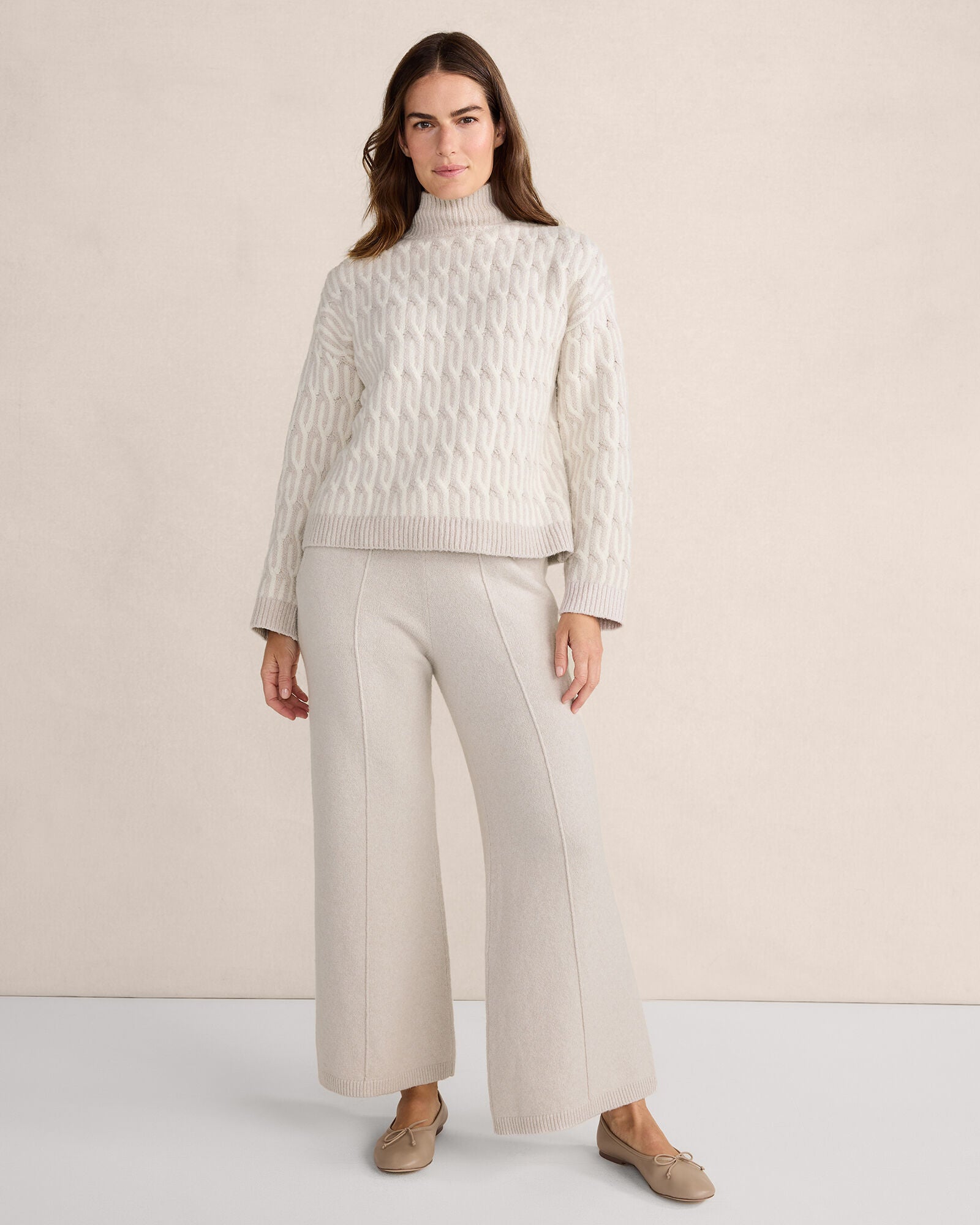 IVORY/CAFE LATTE ORGANIC COTTON JACQUARD SWEATER | Talbots online
