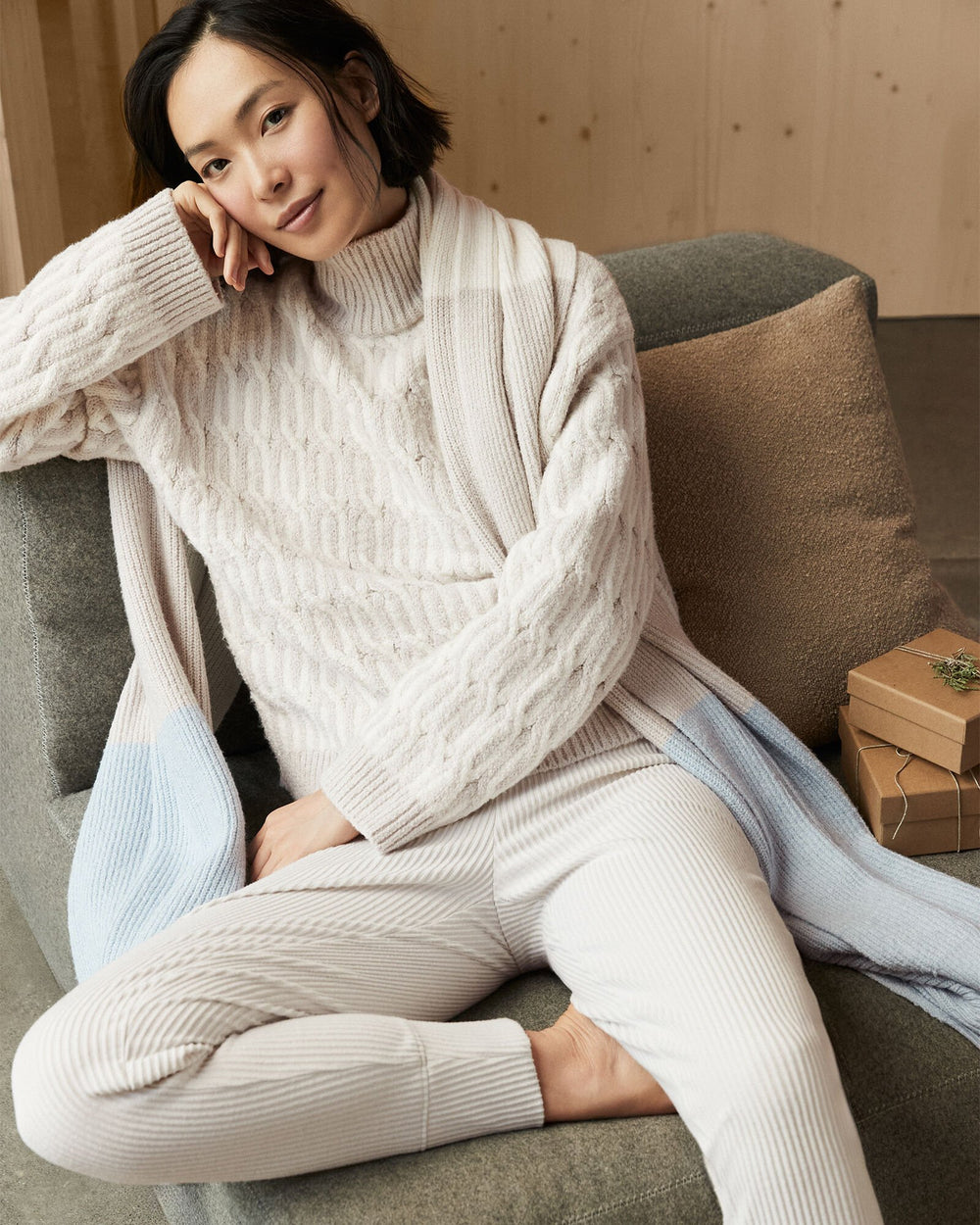 IVORY/CAFE LATTE ORGANIC COTTON JACQUARD SWEATER | Talbots online