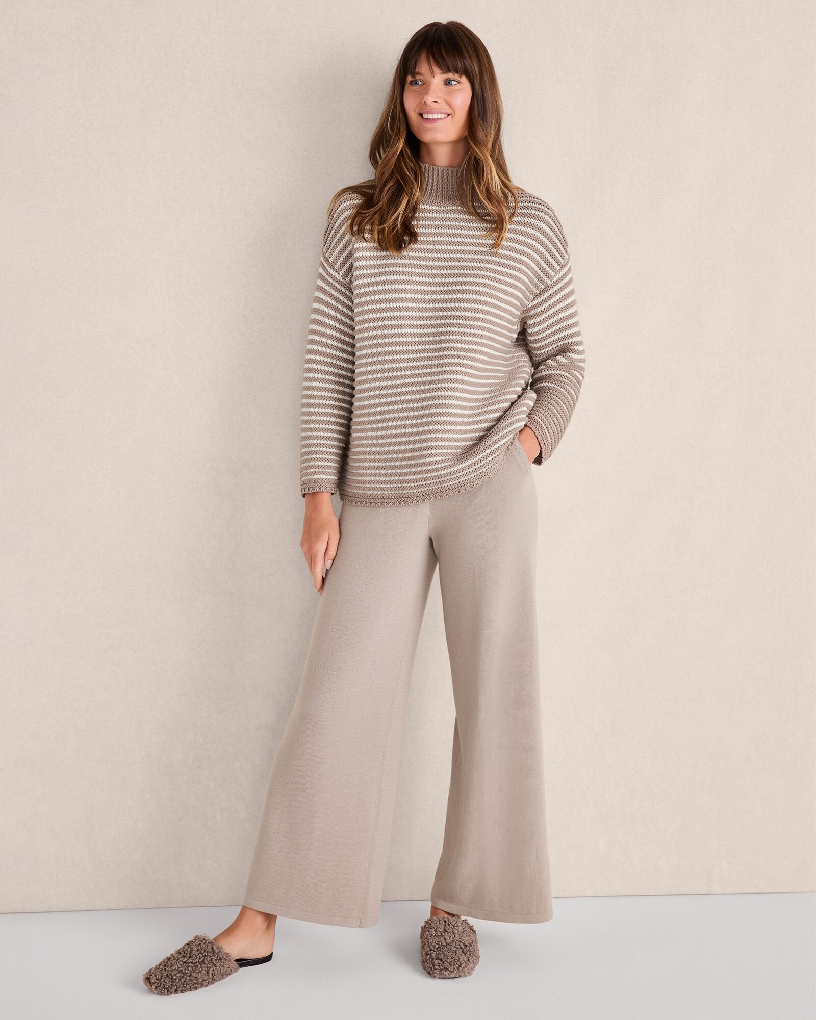 PORCINI/IVORY OTTOMAN STITCH SWEATER | Talbots sale