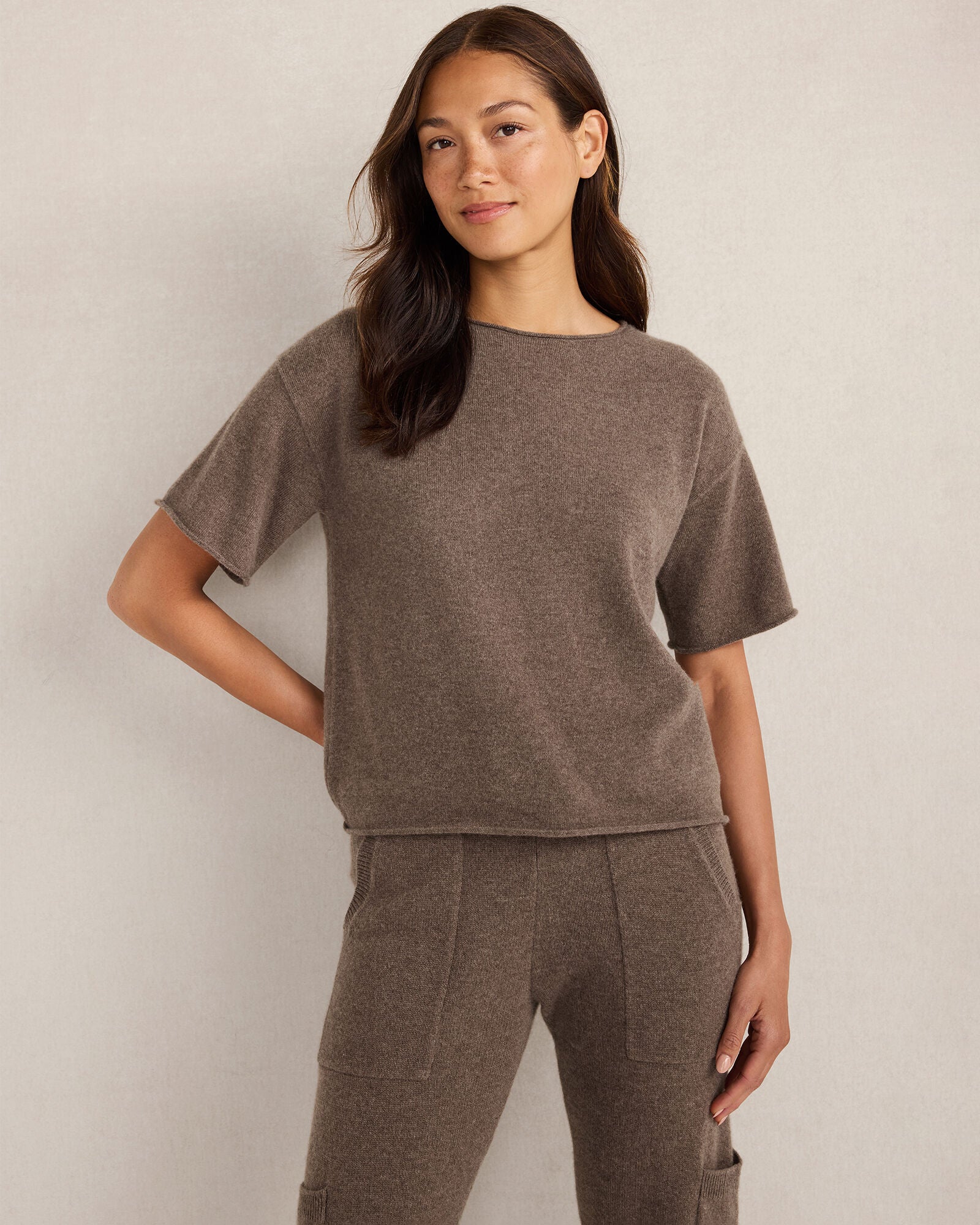 BLACK|DRIFTWOOD HTHR|LIGHT SLATE HTHR CASHMERE CREWNECK TEE | Talbots sale