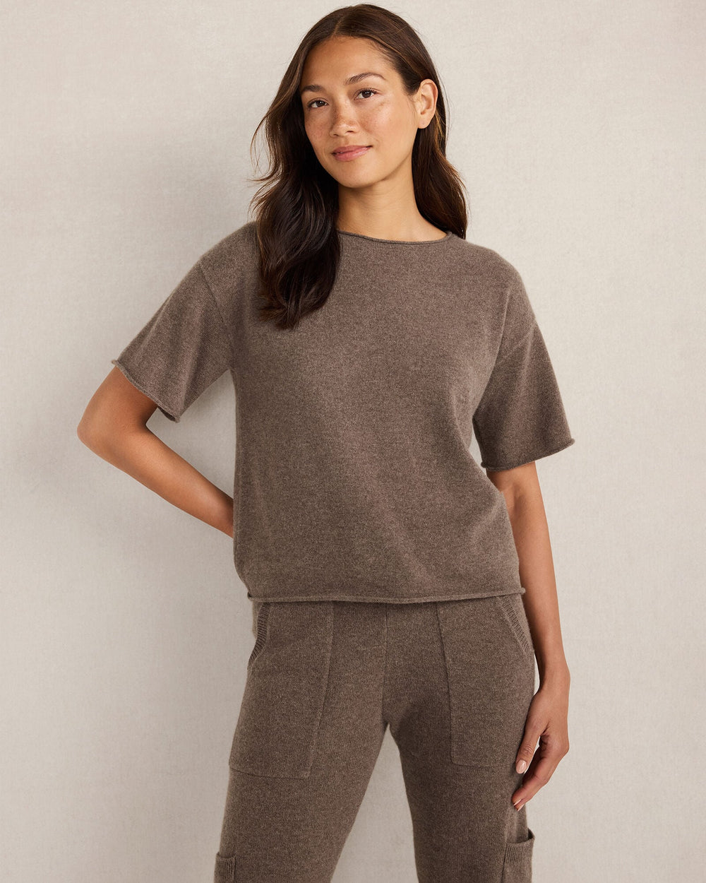 BLACK|DRIFTWOOD HTHR|LIGHT SLATE HTHR CASHMERE CREWNECK TEE | Talbots near me