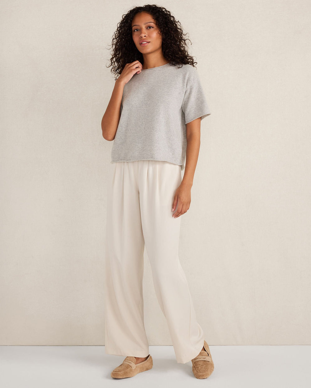 BLACK|DRIFTWOOD HTHR|LIGHT SLATE HTHR CASHMERE CREWNECK TEE | Talbots near me