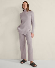 WISTERIA HEATHER COTTON CASHMERE RIB-KNIT PANTS | Talbots near me