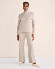 FAWN HEATHER|GRAPHITE HEATHER DRAPEY RIB KNIT PANTS | Talbots outlet