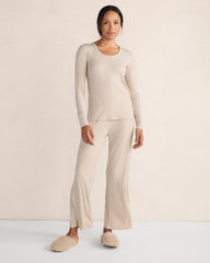 FAWN HEATHER|GRAPHITE HEATHER DRAPEY RIB KNIT PANTS | Talbots sale