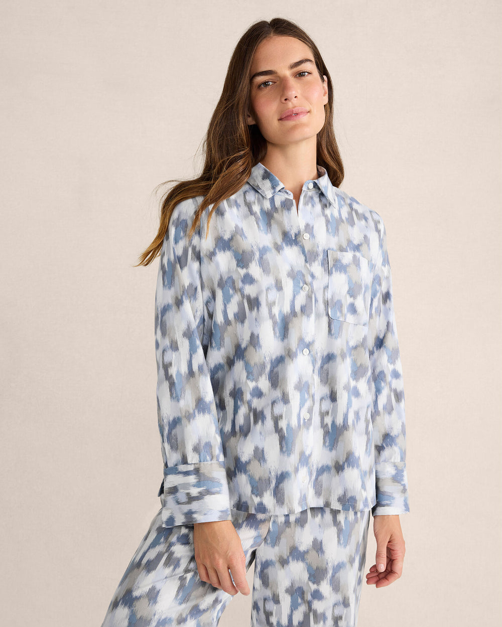 DOVE ORGANIC COTTON BRUSHSTROKE PAJAMA TOP | Talbots for sale