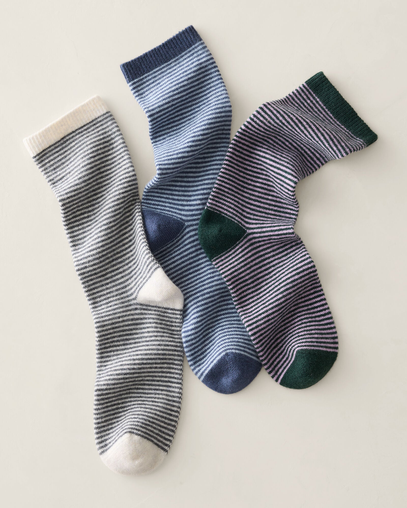 DEEP HERON/FRESH CREAM|FRENCH ROSE FLEUR/PORCINI|FULL MOON/STORM CLOUD|HUNTER HTHR/RASPBERRY|NORTH SEA/HTHR BLUE CASHMERE STRIPED SOCKS | Talbots discount