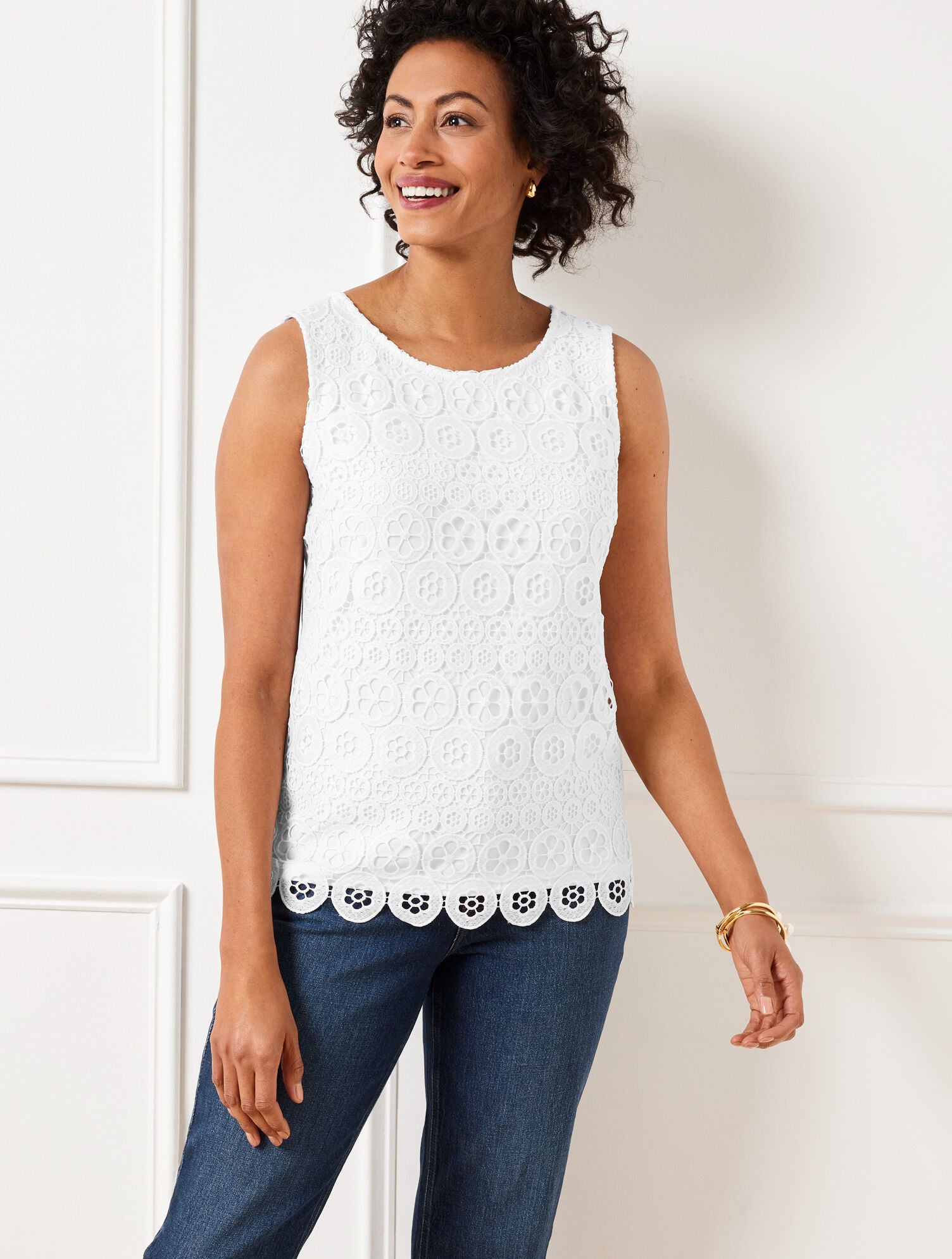 BLUE ICE|WHITE LACE FRONT SHELL | Talbots on sale