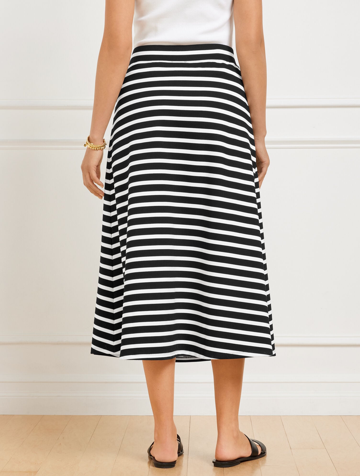 BLACK/WHITE EFFORTLESS ULTRAKNIT A-LINE MIDI SKIRT - CROCUS STRIPE | Talbots online
