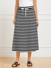 BLACK/WHITE EFFORTLESS ULTRAKNIT A-LINE MIDI SKIRT - CROCUS STRIPE | Talbots online