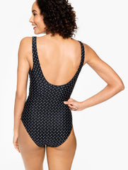 BLACK MULTI AQUA CLUB FAUX WRAP ONE-PIECE SWIMSUIT - TAHITI DOT | Talbots online