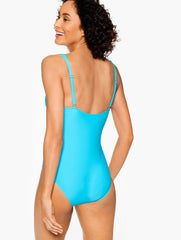 WHITE|POOL BLUE|BLACK|CAMELLIA ROSE|INDIA INK|WILD ASTER AQUA CLUB V-NECK ONE-PIECE SWIMSUIT | Talbots online
