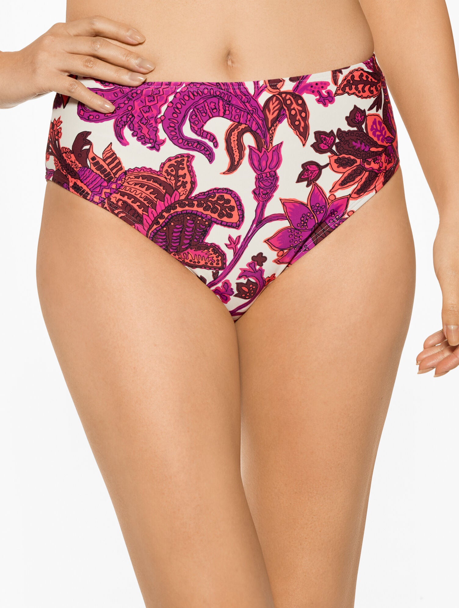 WILD ASTER MULTI AQUA CLUB ULTRA HIGH WAIST SWIM BOTTOM - BALI BLOOMS | Talbots outlet