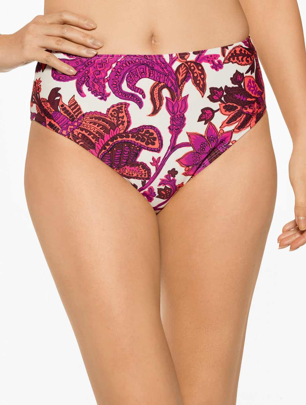 WILD ASTER MULTI AQUA CLUB ULTRA HIGH WAIST SWIM BOTTOM - BALI BLOOMS | Talbots outlet