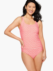 CORAL PEACH MULTI AQUA CLUB SCOOP NECK TANKINI - FIJI SHELL | Talbots online