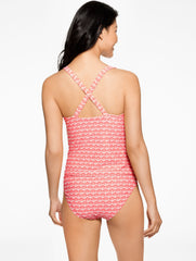 CORAL PEACH MULTI AQUA CLUB SCOOP NECK TANKINI - FIJI SHELL | Talbots online