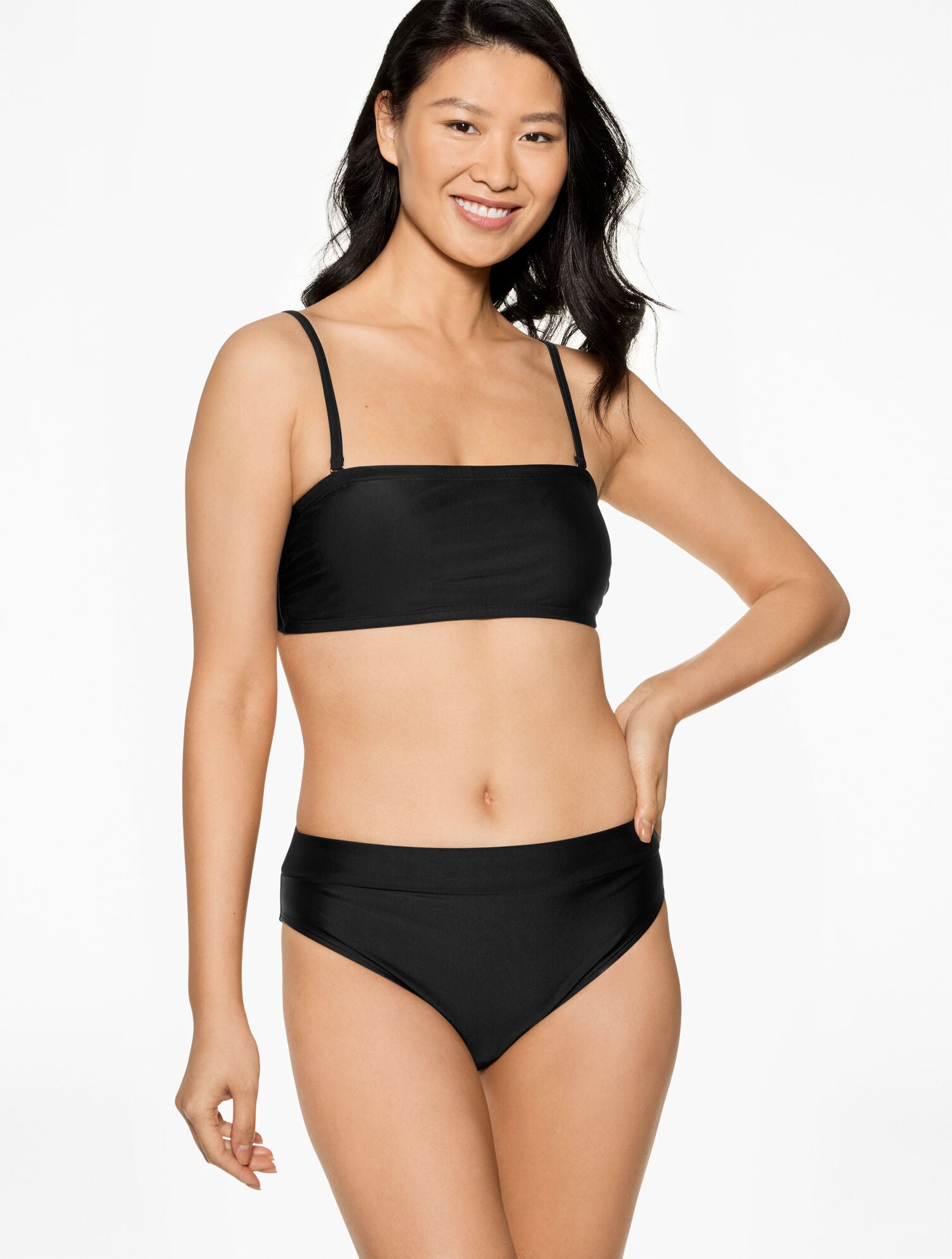 BLACK|POOL BLUE AQUA CLUB BANDEAU BIKINI TOP | Talbots sale