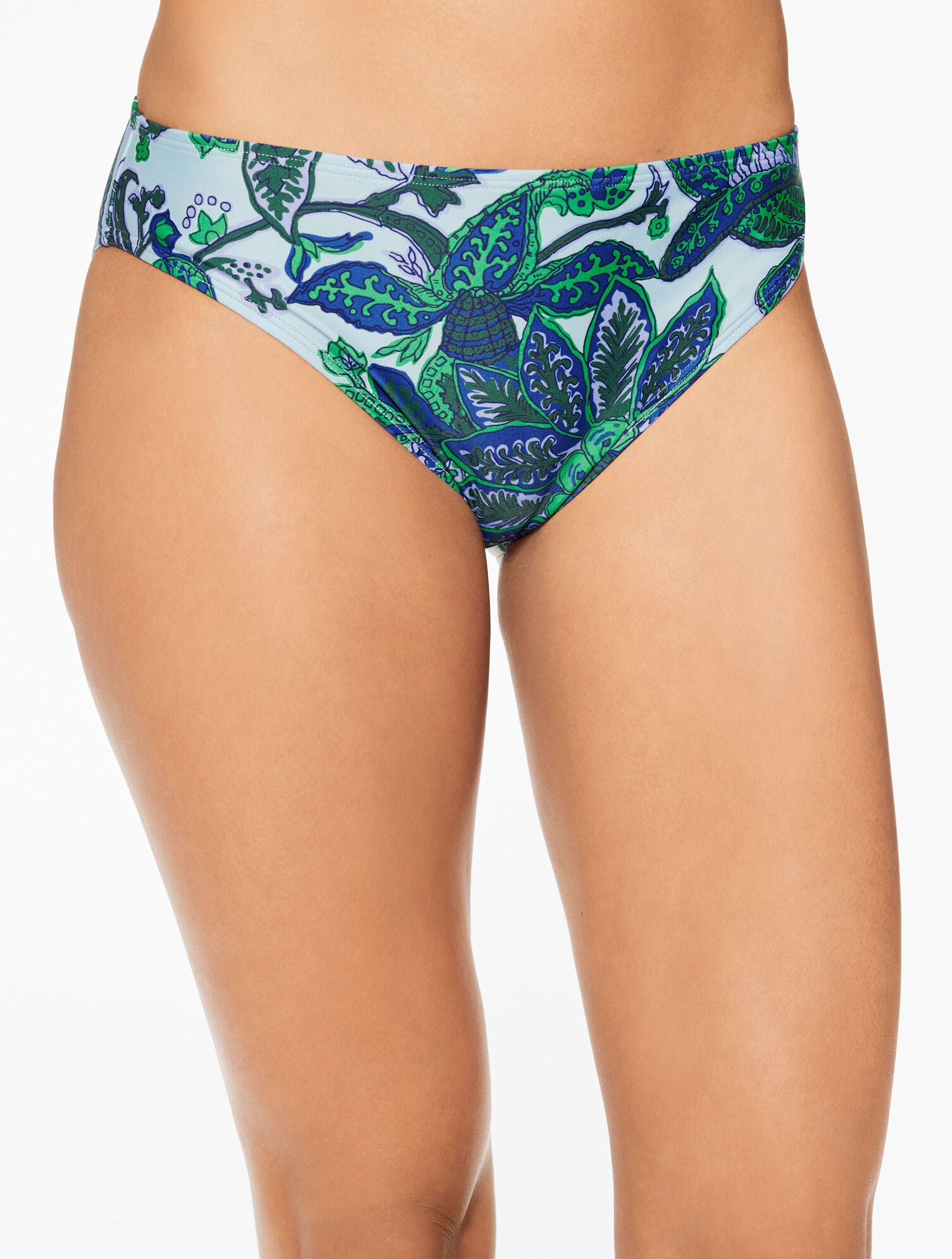 VISTA BLUE MULTI AQUA CLUB MID RISE SWIM BOTTOM - BALI BLOOMS | Talbots online