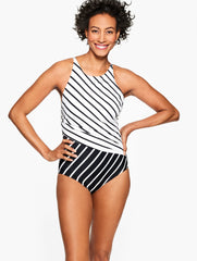 BLACK MIRACLESUIT® OPP SWITCH ONE PIECE - ROCKSPORT STRIPE | Talbots for sale