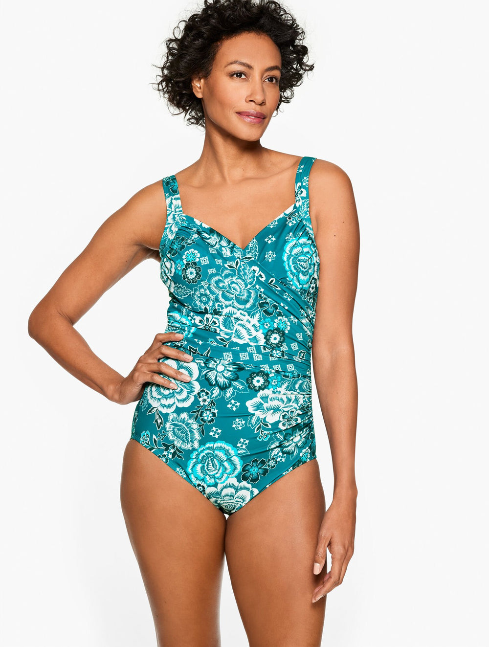 DEEP TEAL MULTI MIRACLESUIT® SANIBEL ONE PIECE - FLOWER PATCH | Talbots outlet