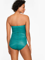 DEEP TEAL MULTI MIRACLESUIT® AVANTI BANDEAU ONE PIECE - PAINTERLY STRIPE | Talbots sale
