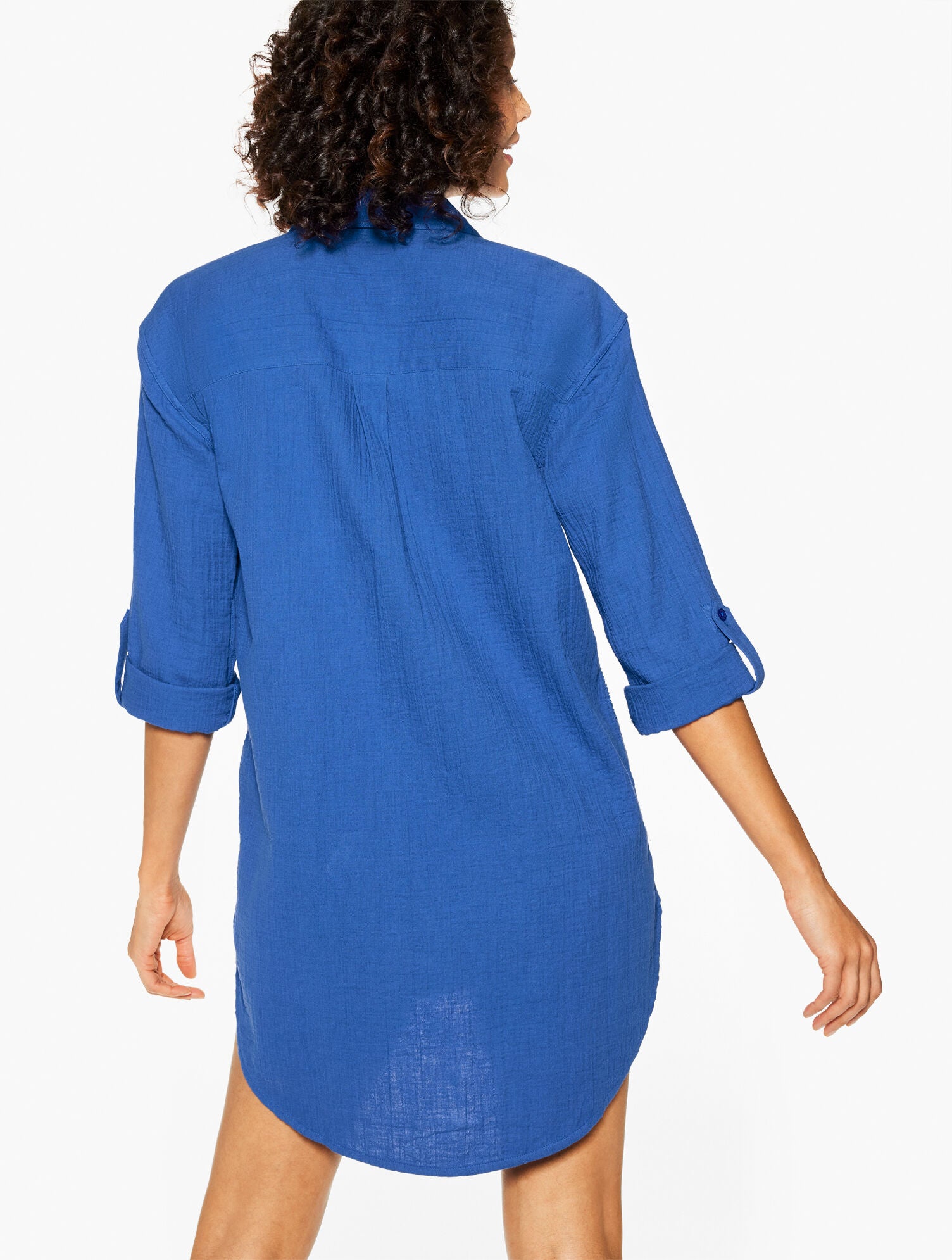 BLACK|ROYAL BLUE|WHITE|WILD ASTER AQUA CLUB GAUZE SHIRT COVER-UP | Talbots discount