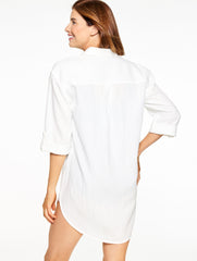 BLACK|ROYAL BLUE|WHITE|WILD ASTER AQUA CLUB GAUZE SHIRT COVER-UP | Talbots discount