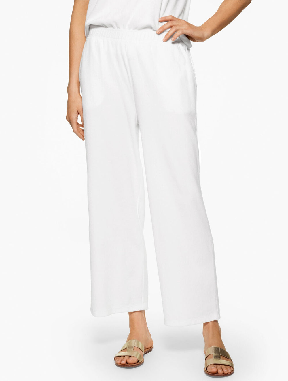 WHITE|INDIA INK AQUA CLUB TERRY PANT COVER-UP | Talbots for sale