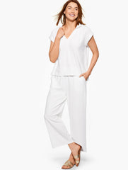 WHITE|INDIA INK AQUA CLUB TERRY PANT COVER-UP | Talbots for sale