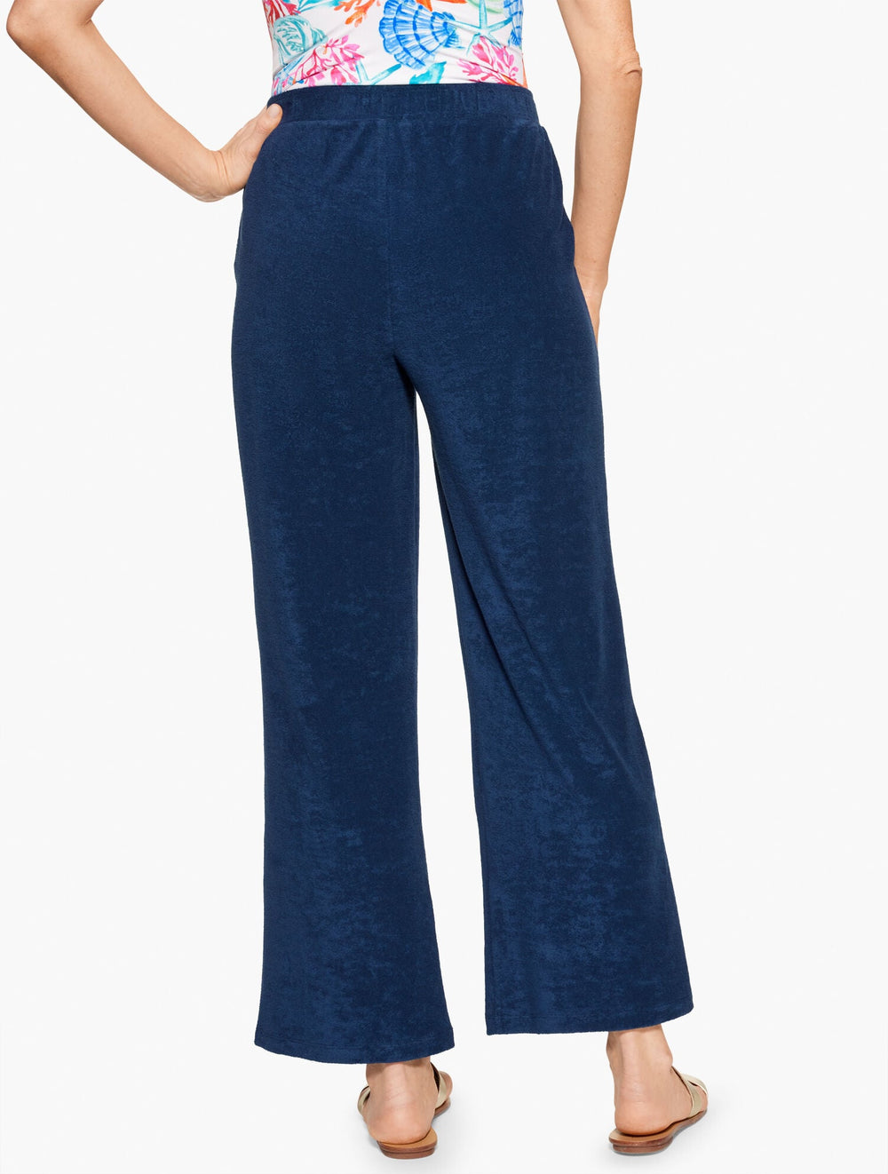 WHITE|INDIA INK AQUA CLUB TERRY PANT COVER-UP | Talbots for sale
