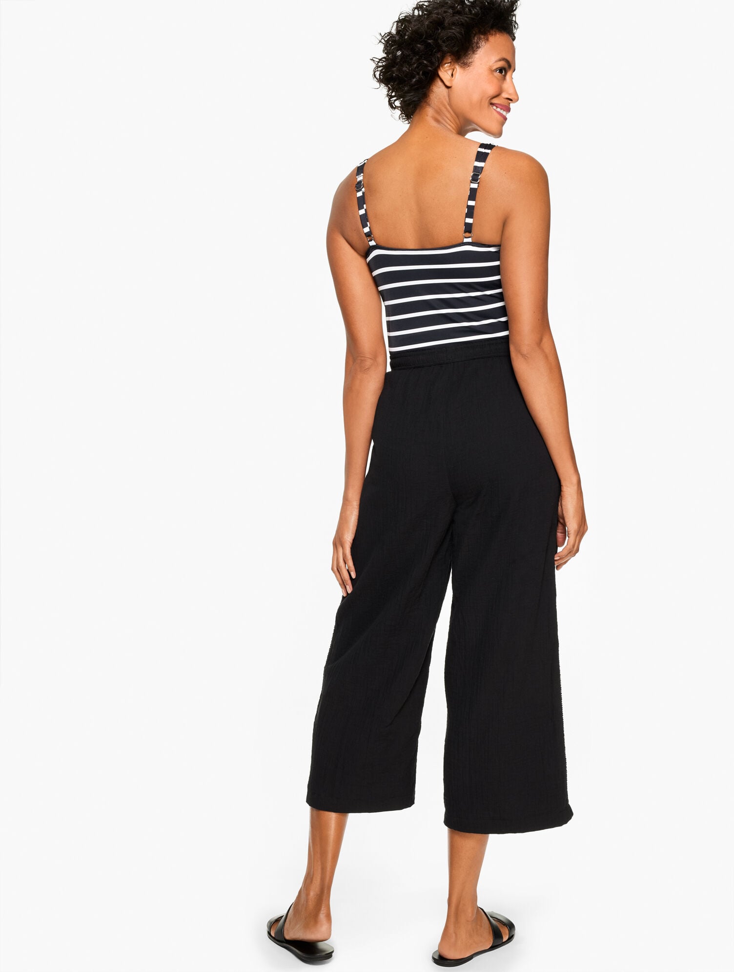 BLACK|WHITE AQUA CLUB GAUZE PANT COVER-UP | Talbots outlet
