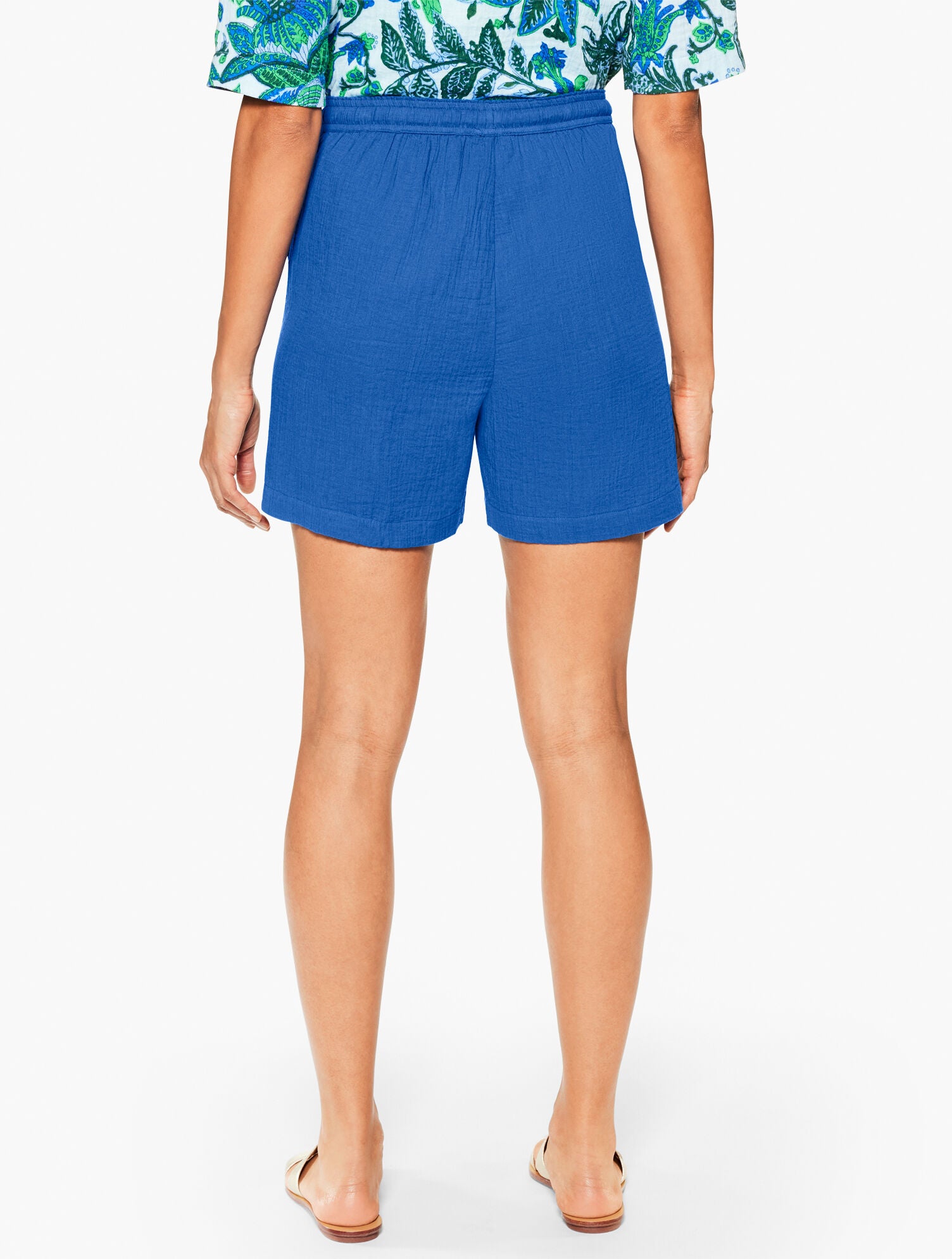 BLACK|ROYAL BLUE|WHITE AQUA CLUB GAUZE SHORT COVER-UP | Talbots discount